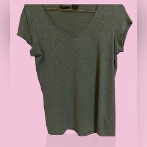 Tahari Teal Short Sleeve V-Neck Top